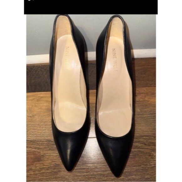 NINE WEST Etta Black Leather Pumps Heels Size 8M - Picture 9 of 13